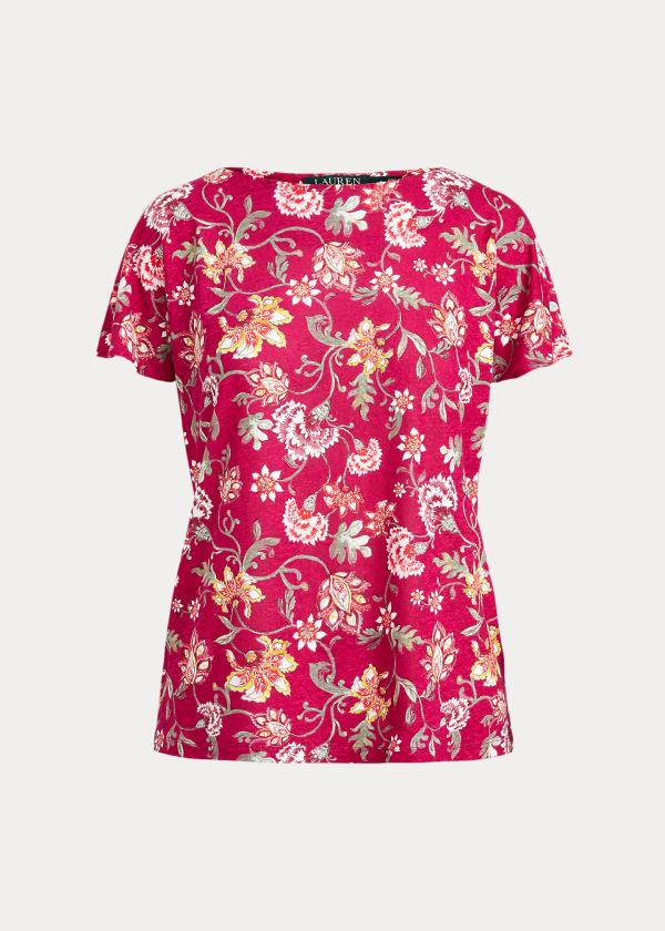 Playeras Ralph Lauren Mujer Fucsia Claro / Multicolor - Floral Flutter-Sleeve - IMDFT9273